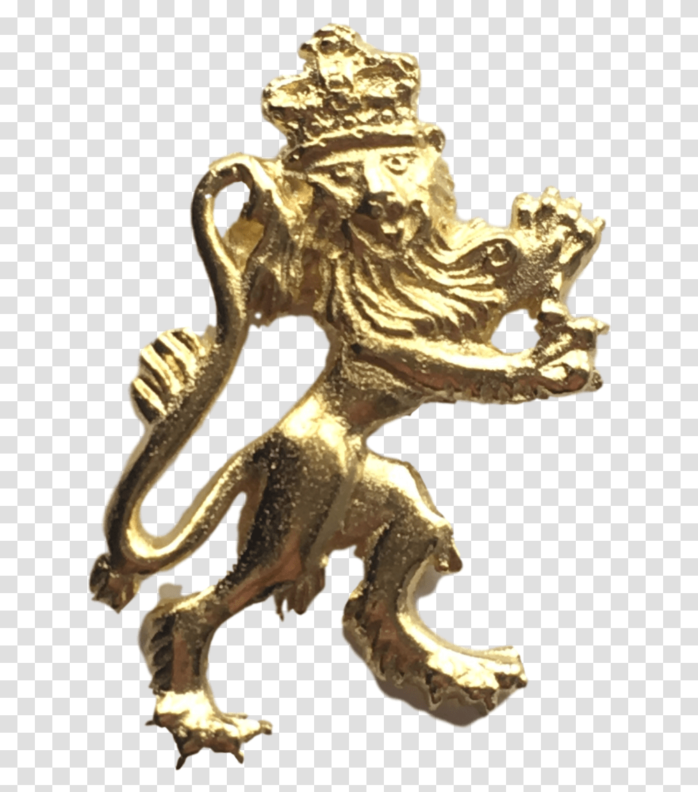 Royal Lion Royal Coat Of Arms Gold Plated Lapel Pin Lapel Pin, Trophy, Dinosaur, Reptile, Animal Transparent Png