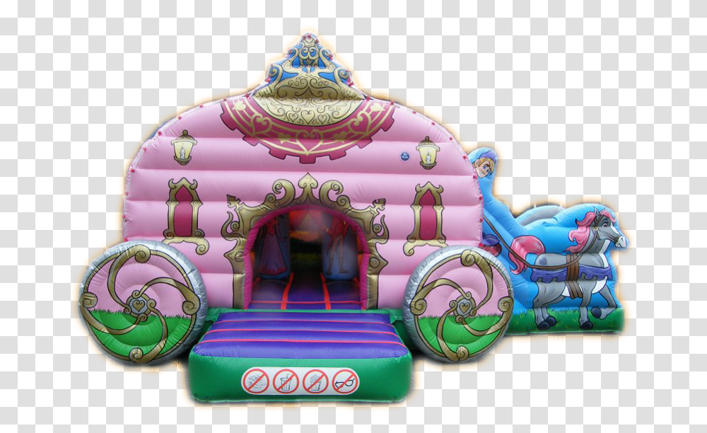 Royal Princess Carriage Combined Bouncy Castle Amp Slide Inflatable, Birthday Cake, Dessert, Food, Couch Transparent Png