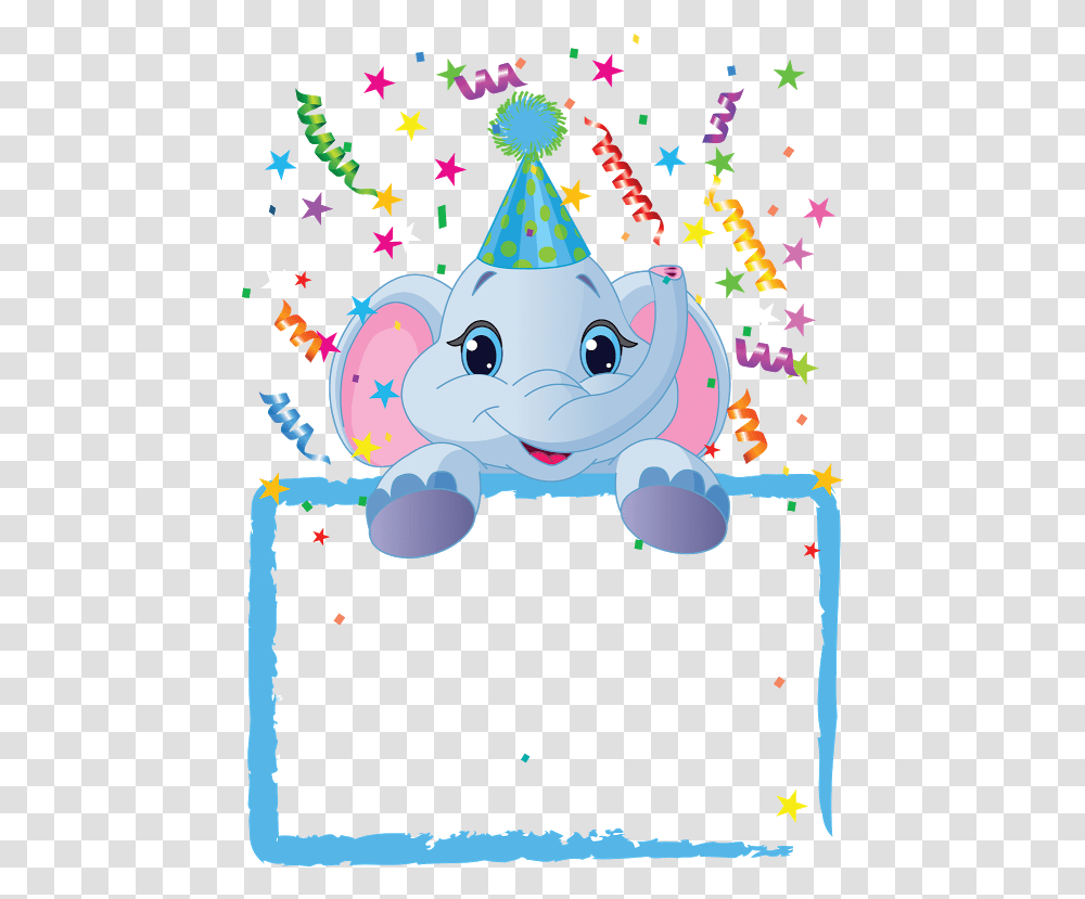Royalty Free Clipart Illustration Of An Adorable Elephant First Birthday Frame, Apparel, Hat Transparent Png