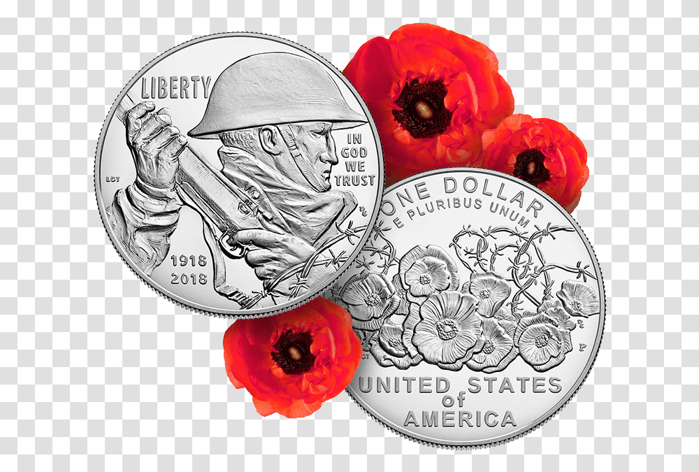 Royalty Free Download World War I Commemorative, Coin, Money, Plant, Flower Transparent Png