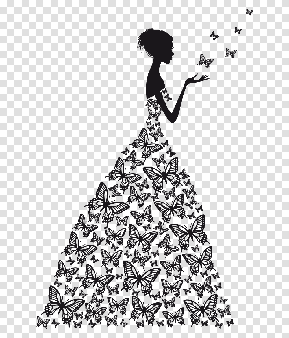 Royalty Free Stock Photography Clip Art Butterfly Woman Silhouette, Tree, Plant, Bird, Animal Transparent Png