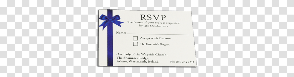 Rsvp Wedding Cards Printing By Reads In Dublin Paper Product, Text, Business Card, Ticket, Cross Transparent Png