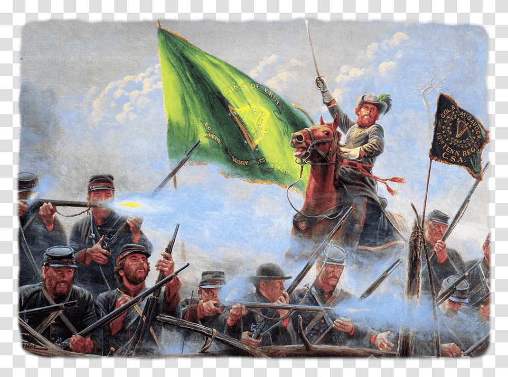 Ru Flag Sons Of Erin Csa Irish Flag Irish Confederate Sons Of Erin, Person, Military, Painting Transparent Png