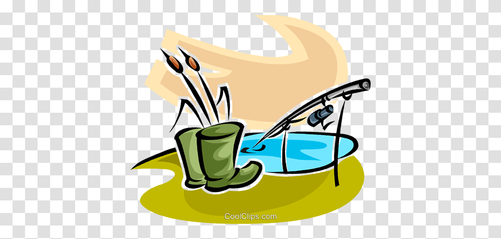 Rubber Boots And A Fishing Rod Royalty Free Vector Clip Art, Outdoors, Drawing, Plant Transparent Png