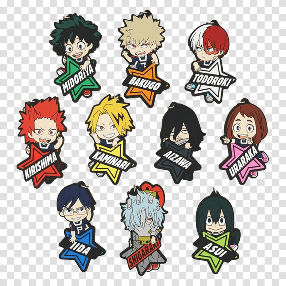 Rubber My Hero Academia Star Keychains Keychain Sekai, Person, Costume, Book Transparent Png