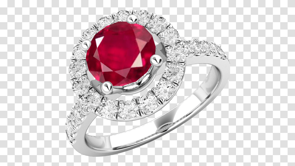Ruby And Diamond Cluster Ring For Women In 18ct White Engagement Ring, Accessories, Accessory, Jewelry, Gemstone Transparent Png