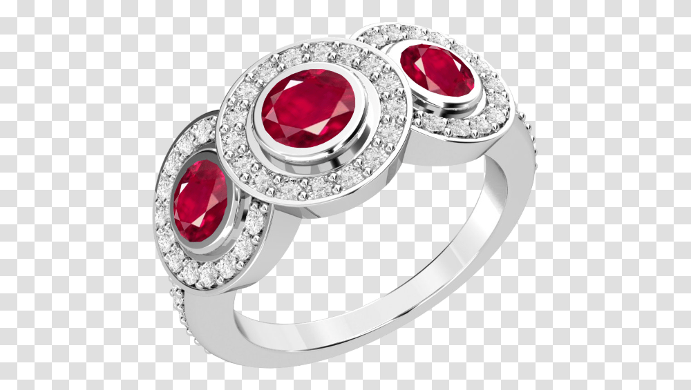 Ruby And Diamond Cluster Ring For Women In 18ct White Rub Over Cluster Ring, Jewelry, Accessories, Accessory, Silver Transparent Png