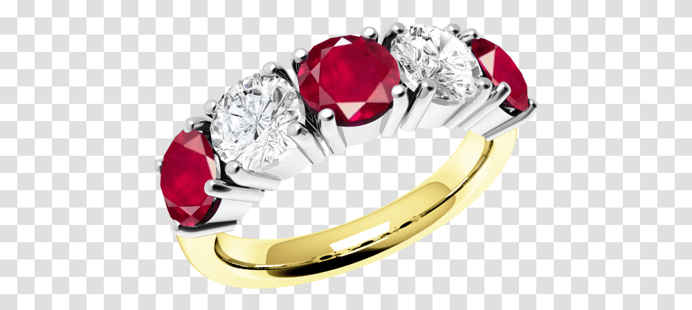 Ruby And Diamond Ring For Women In 18ct Yellow And 5 Stone Ruby And Diamond Rings, Accessories, Accessory, Jewelry, Silver Transparent Png