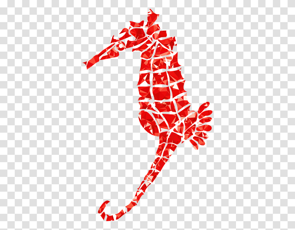 Ruby Gem Red Low Poly Polygon Triangles Abstract Seahorse, Sea Life, Animal, Mammal, Performer Transparent Png