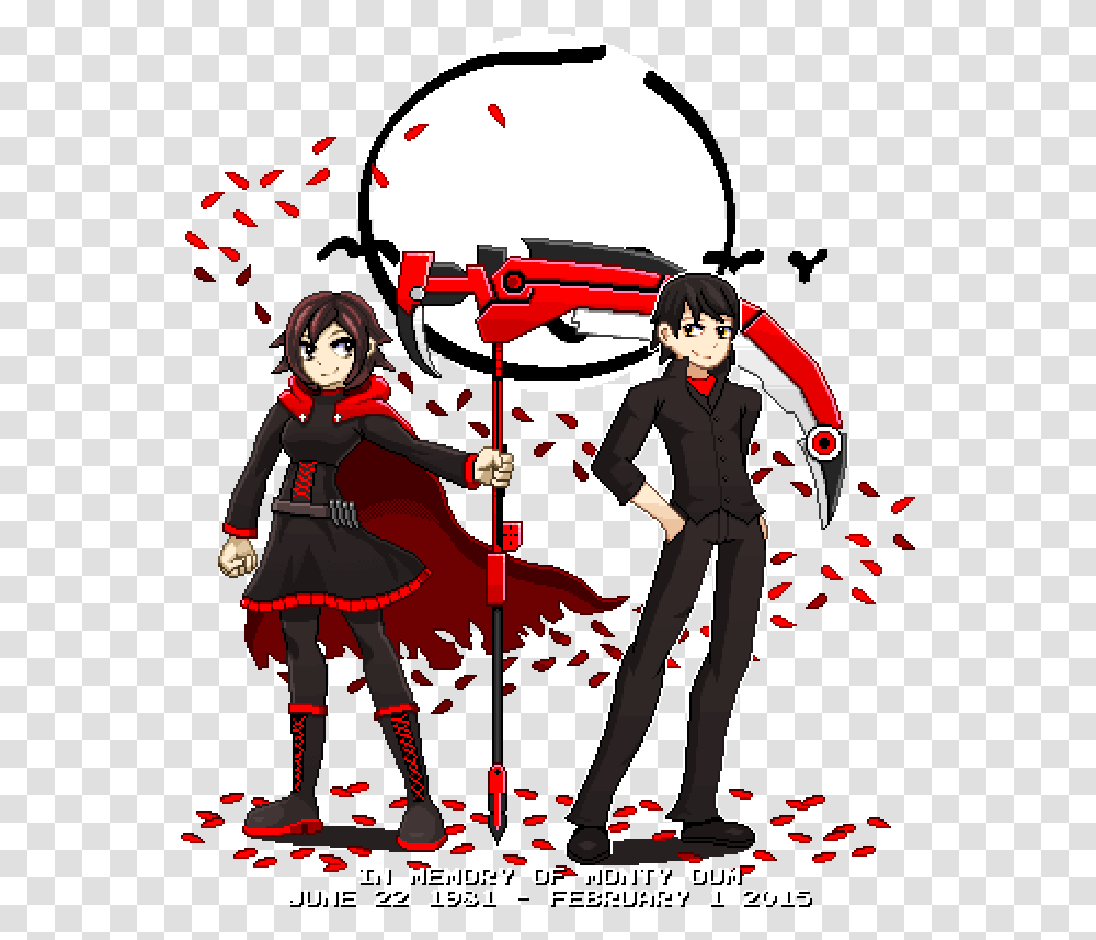 Ruby Rose With Monty Oum Cartoon, Person, Human, Comics, Book Transparent Png