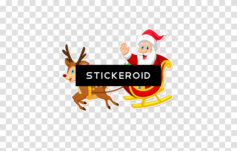 Rudolph Pulling Santaquots Sleigh Santa Claus Clipart, Elk, Deer, Wildlife, Mammal Transparent Png