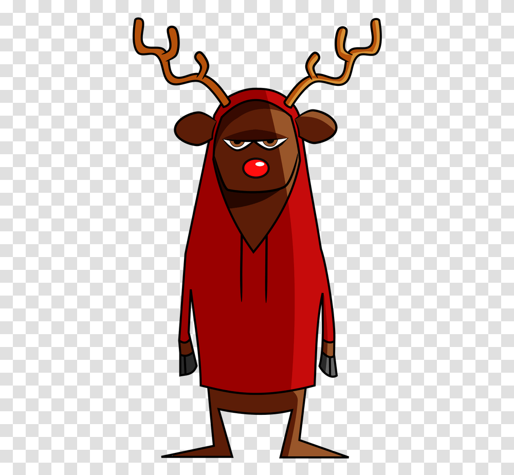 Rudolph The Red Nosed Reindeer Clipart Outline Cartoon, Apparel, Long Sleeve, Hood Transparent Png