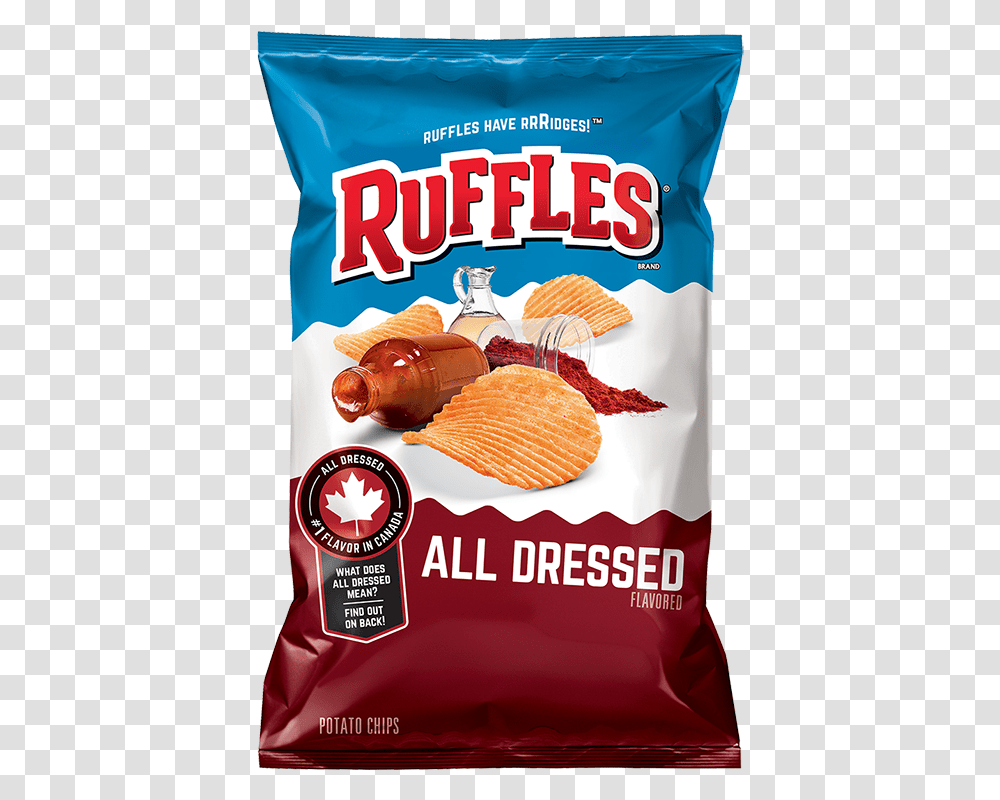 Ruffles All Dressed Flavored Potato Chips Ruffles Sour Cream And Onion, Food, Lobster, Seafood, Sea Life Transparent Png