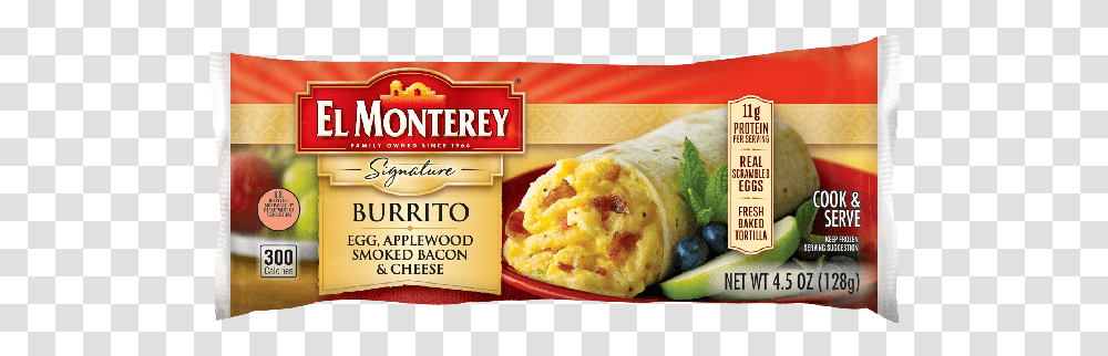 Ruiz El Monterey Egg Cheese Salsa And Bacon Breakfast, Burrito, Food, Plant Transparent Png