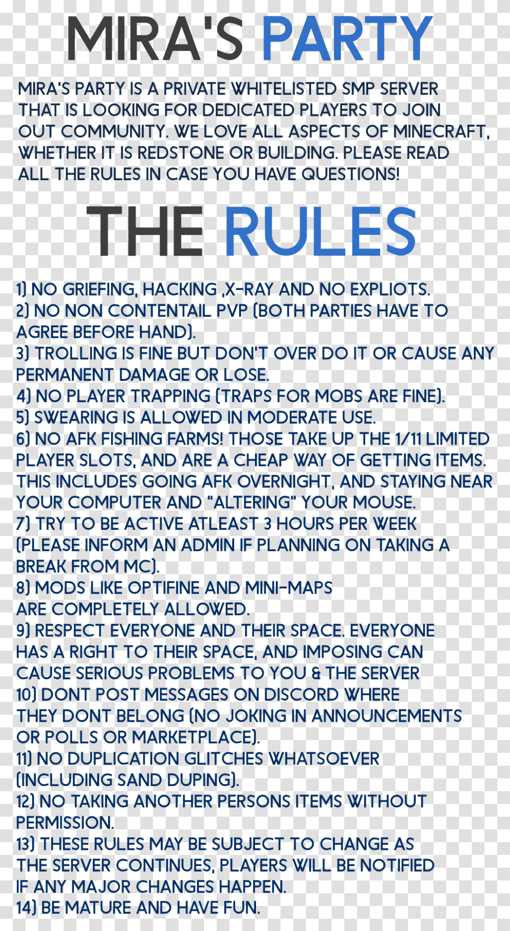 Rules For A Minecraft Realm, Flyer, Poster, Paper Transparent Png