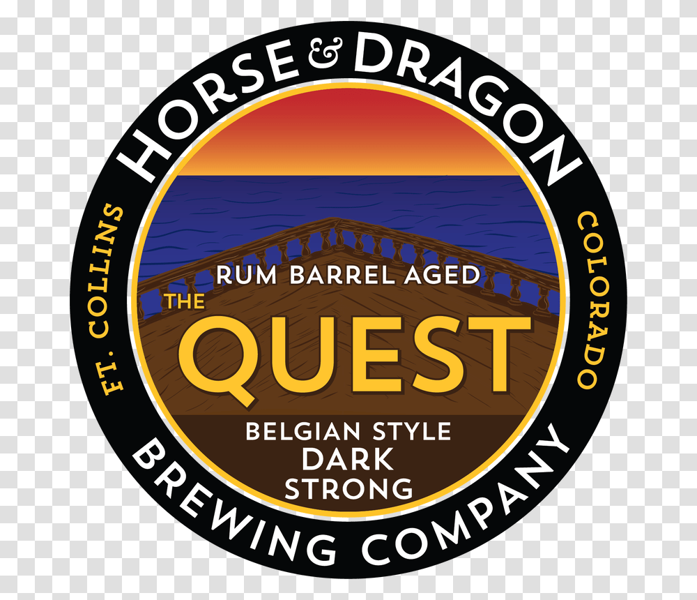 Rum Barrel Aged The Quest Belgian Style Dark Strong Horse And Dragon Brewery, Label, Beverage, Beer Transparent Png