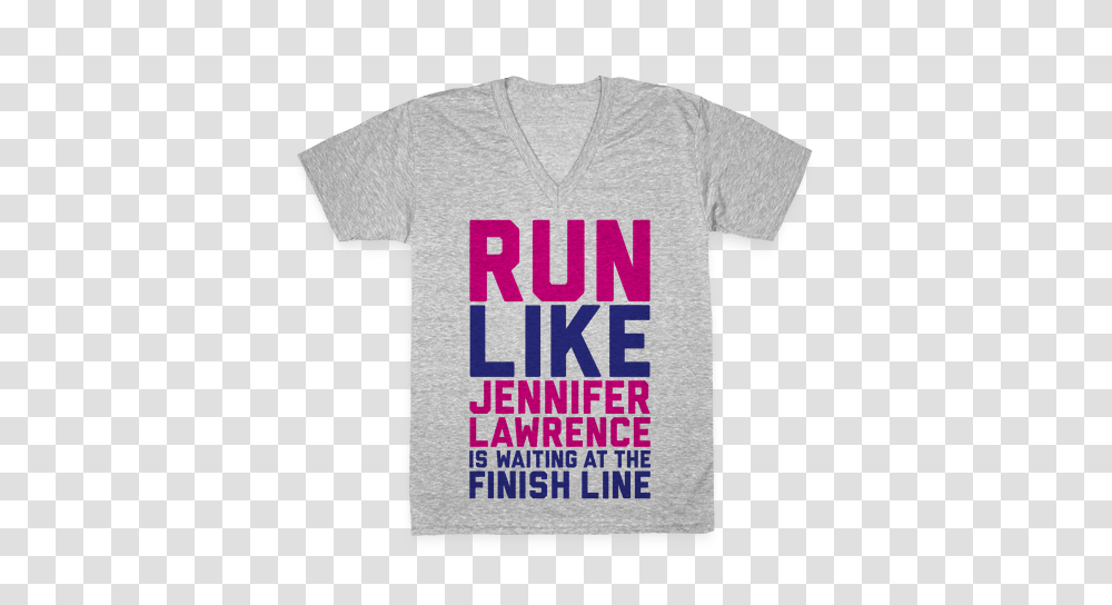 Run For Jennifer Lawrence V Neck Tee Lookhuman, Apparel, T-Shirt Transparent Png