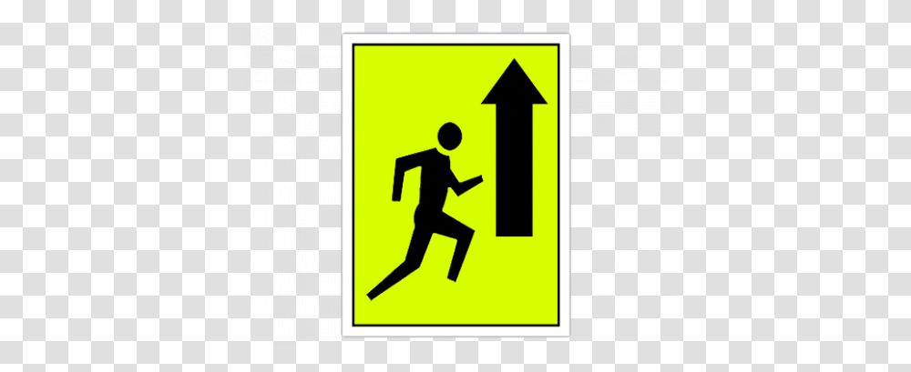 Runner & Straight Up Arrow Event Sign For The Course For Running, Symbol, Pedestrian, Person, Human Transparent Png