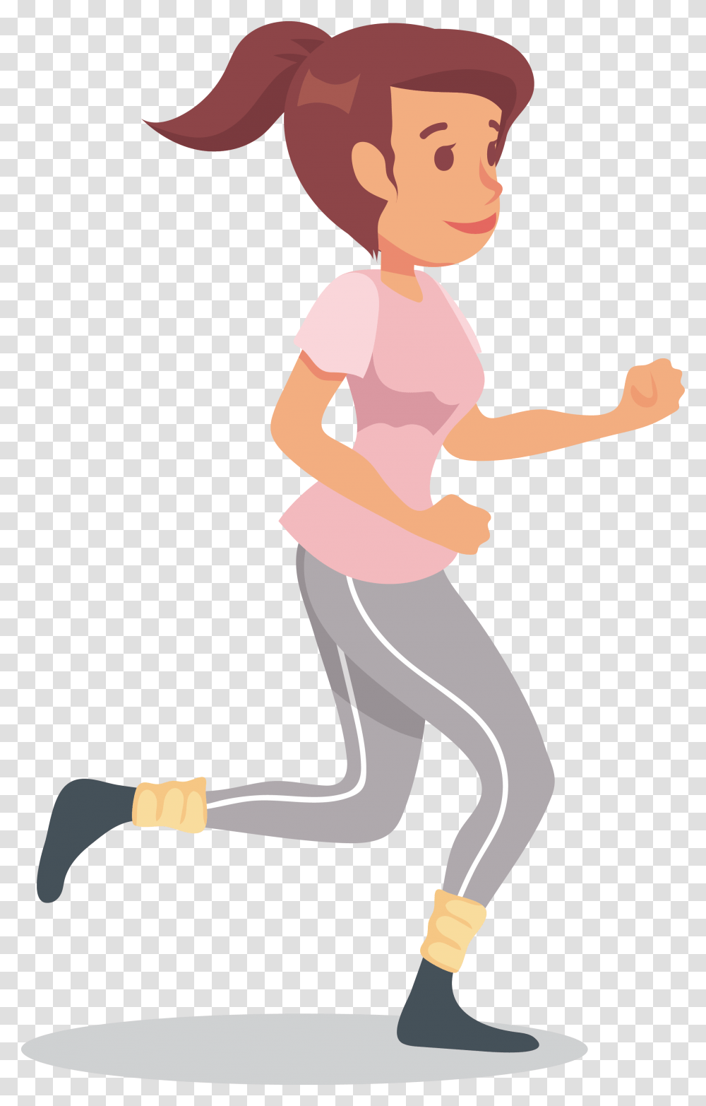 Running Cartoon Illustration Running Woman Cartoon, Standing, Person, Human, Arm Transparent Png