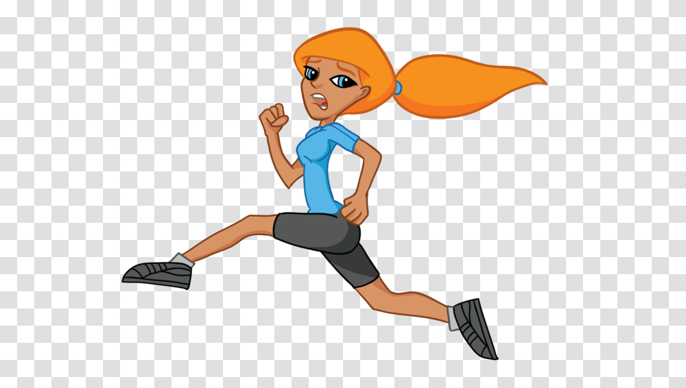 Running Cartoon, Person, Female, Kicking Transparent Png