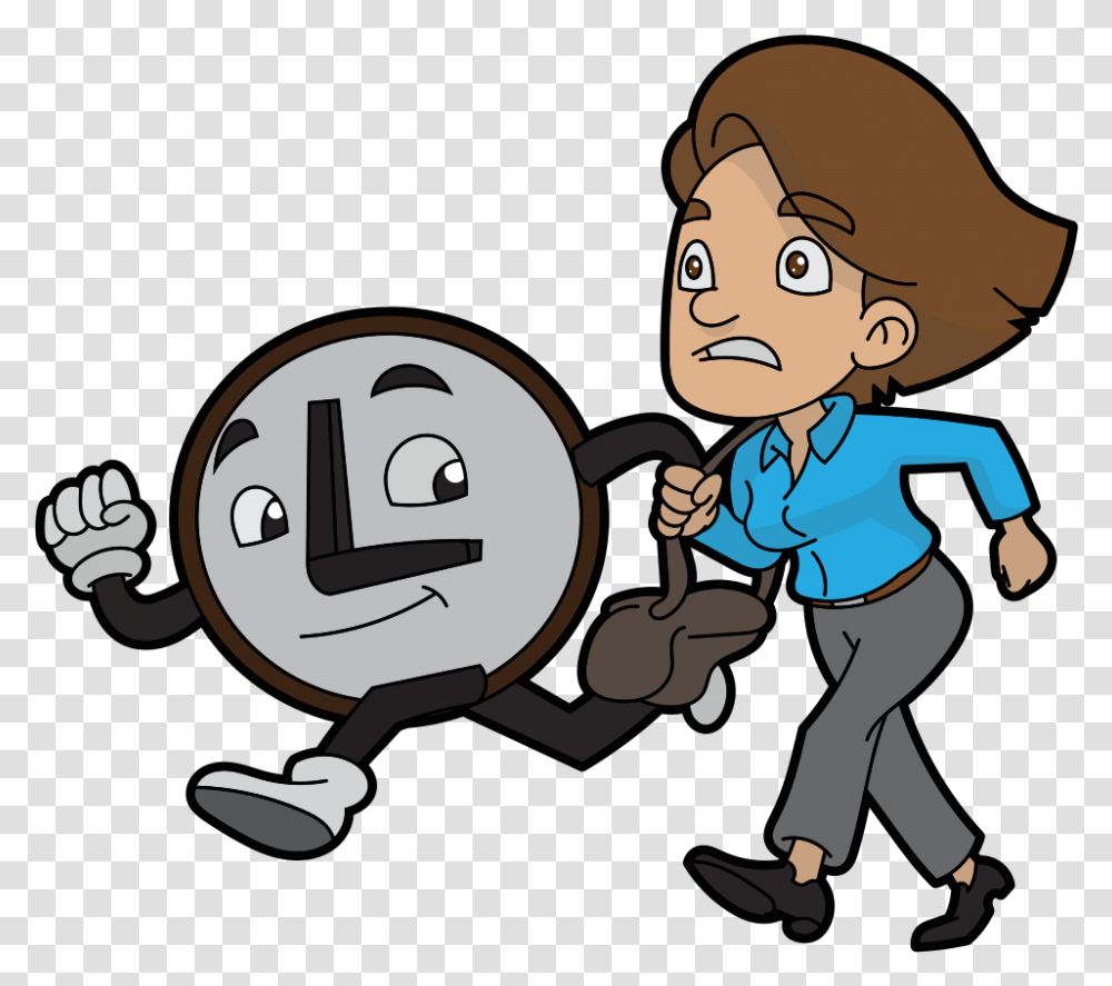 Running Clock Cartoon, Person, Face, Outdoors, Female Transparent Png
