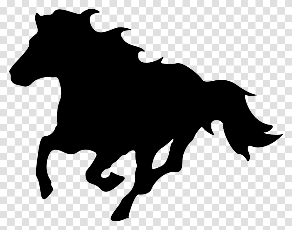 Running Horse Facing The Left Direction Silhouette Silhueta De Cavalo Correndo, Stencil, Cow, Cattle, Mammal Transparent Png