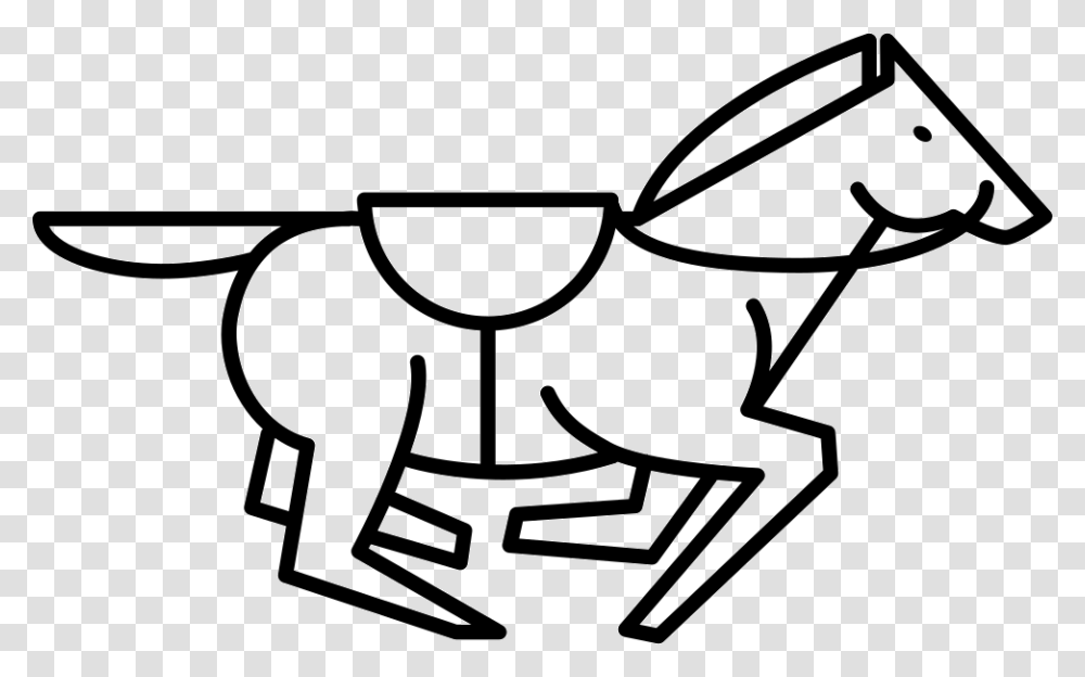 Running Horse With Saddle Strap Outline Horse, Stencil, Label Transparent Png