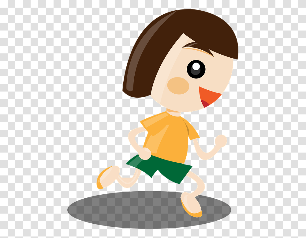 Running Jogging Sports Girl Happy People Run Cartoon People Running, Doll, Toy, Elf, Drawing Transparent Png