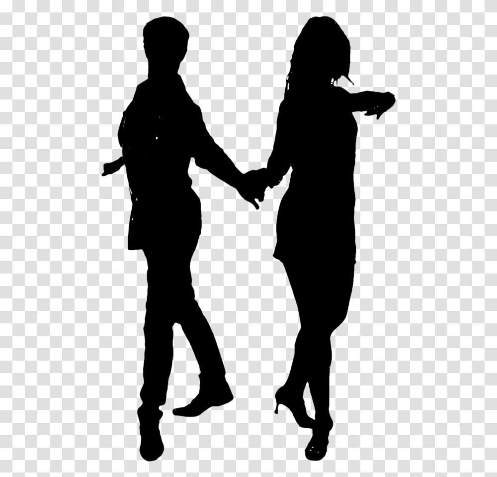 Running Person Silhouette Front Download Lady And Gentleman Silhouette, Hand, Holding Hands, People, Photography Transparent Png