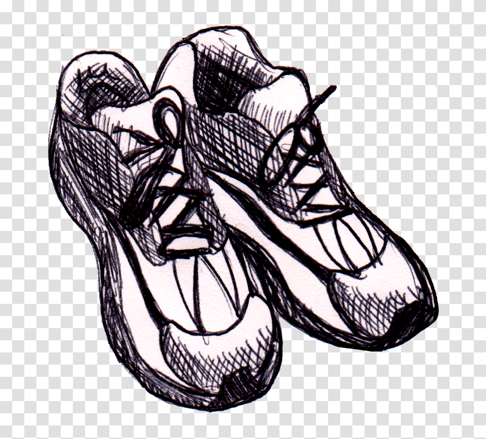 Running Shoe Clip Art Black And White, Drawing, Doodle, Apparel Transparent Png