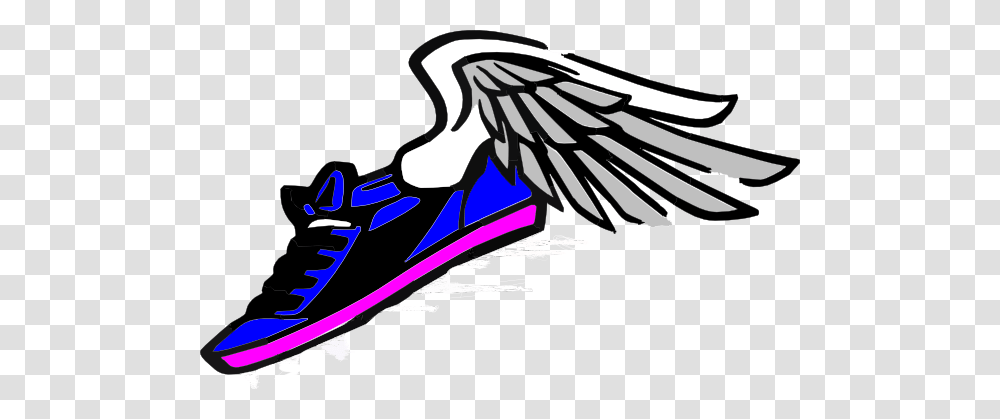 Running Shoe With Wings Blue Pink Clip Arts Download, Apparel, Footwear, Animal Transparent Png