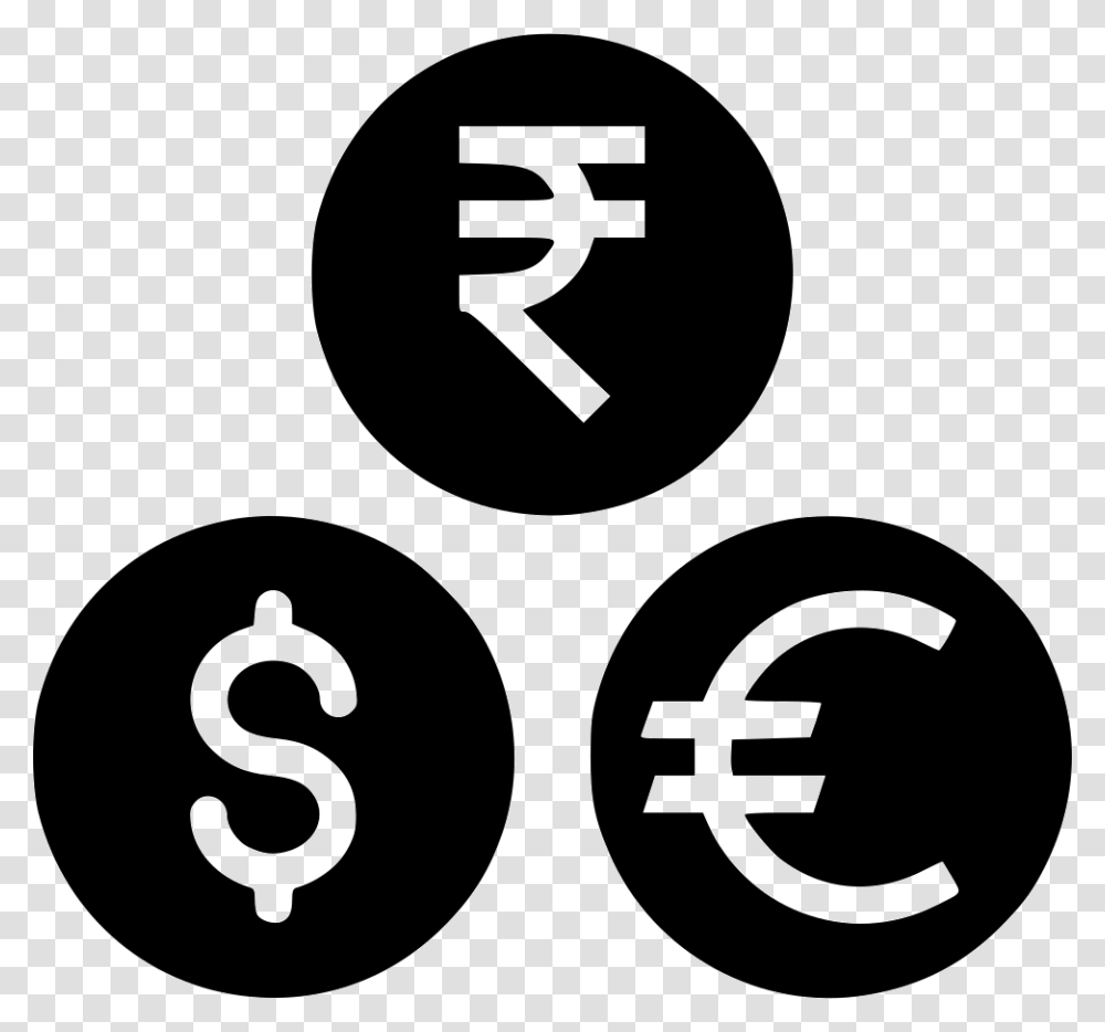 Rupee Dollar Euro Symbol, Stencil, Number, White Transparent Png