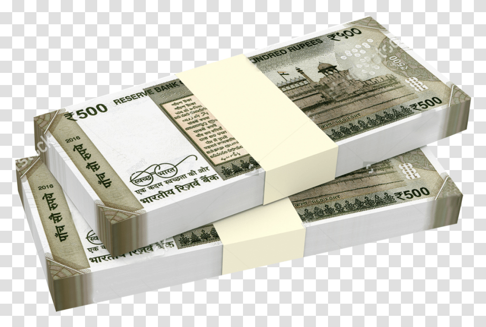 Rupees Image Background 500 Rupee Note Bundle, Box, Tabletop, Furniture, Money Transparent Png