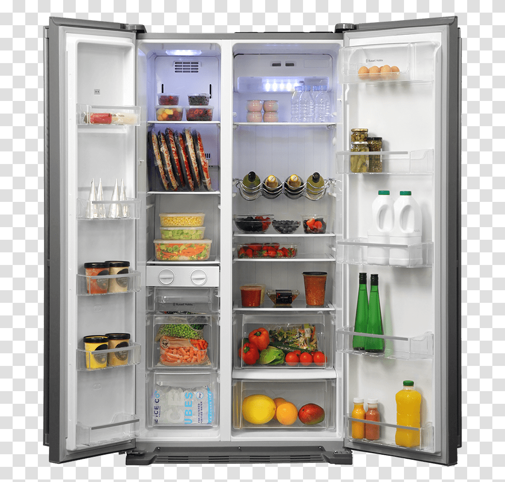 Russel Hobbs Open Fridge Russell Hobbs American Fridge Freezer, Refrigerator, Appliance, Shelf Transparent Png