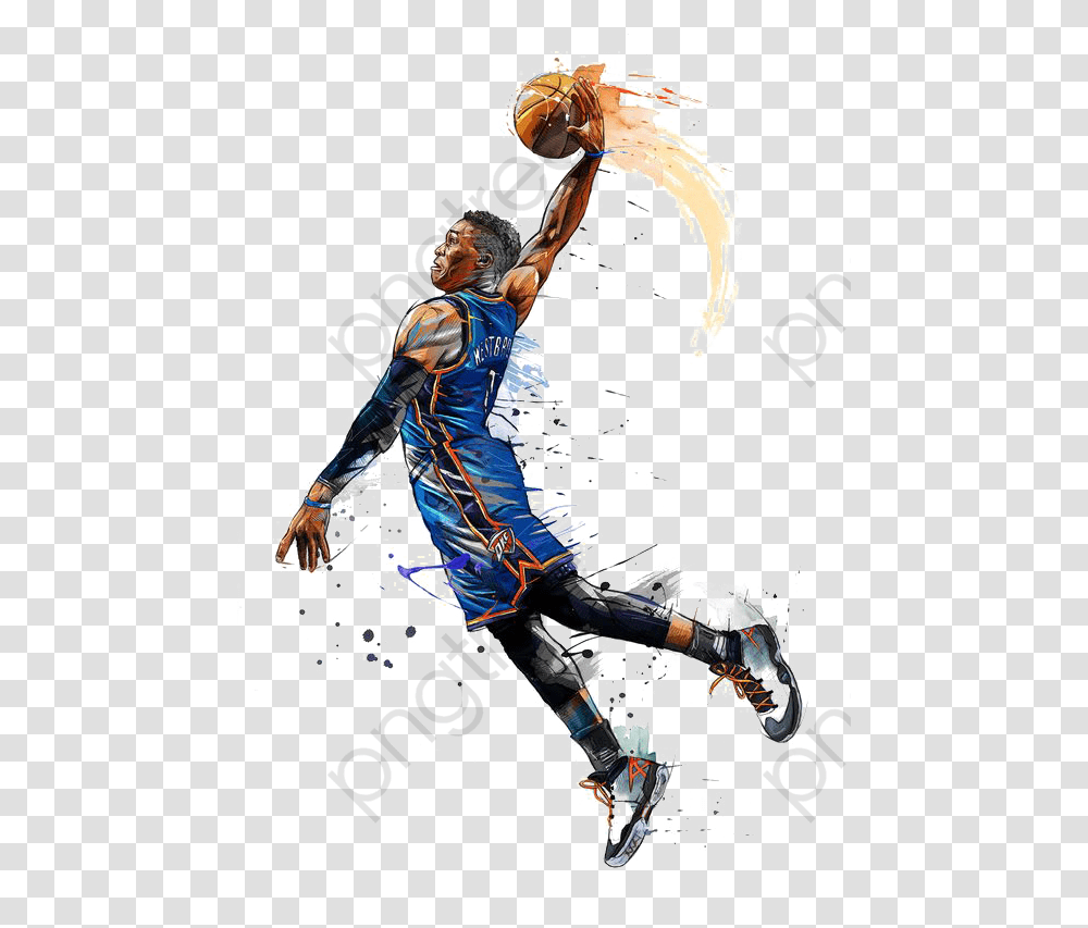 Russell Westbrook Fan Art Clipart Drawing Basketball Players Dunking, Person, Human, People, Team Sport Transparent Png