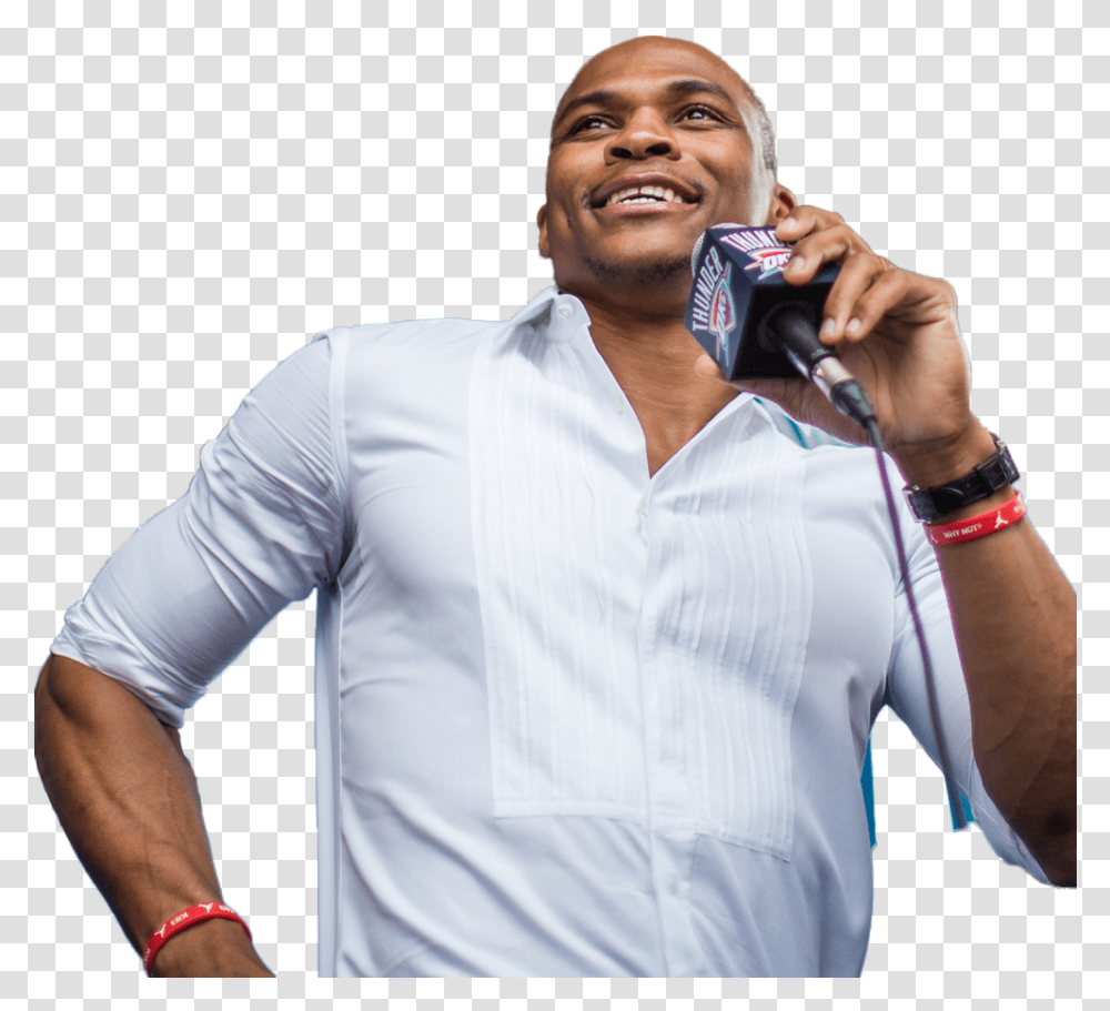 Russell Westbrook Russell Westbrook Microphone Russell Westbrook, Clothing, Apparel, Person, Human Transparent Png