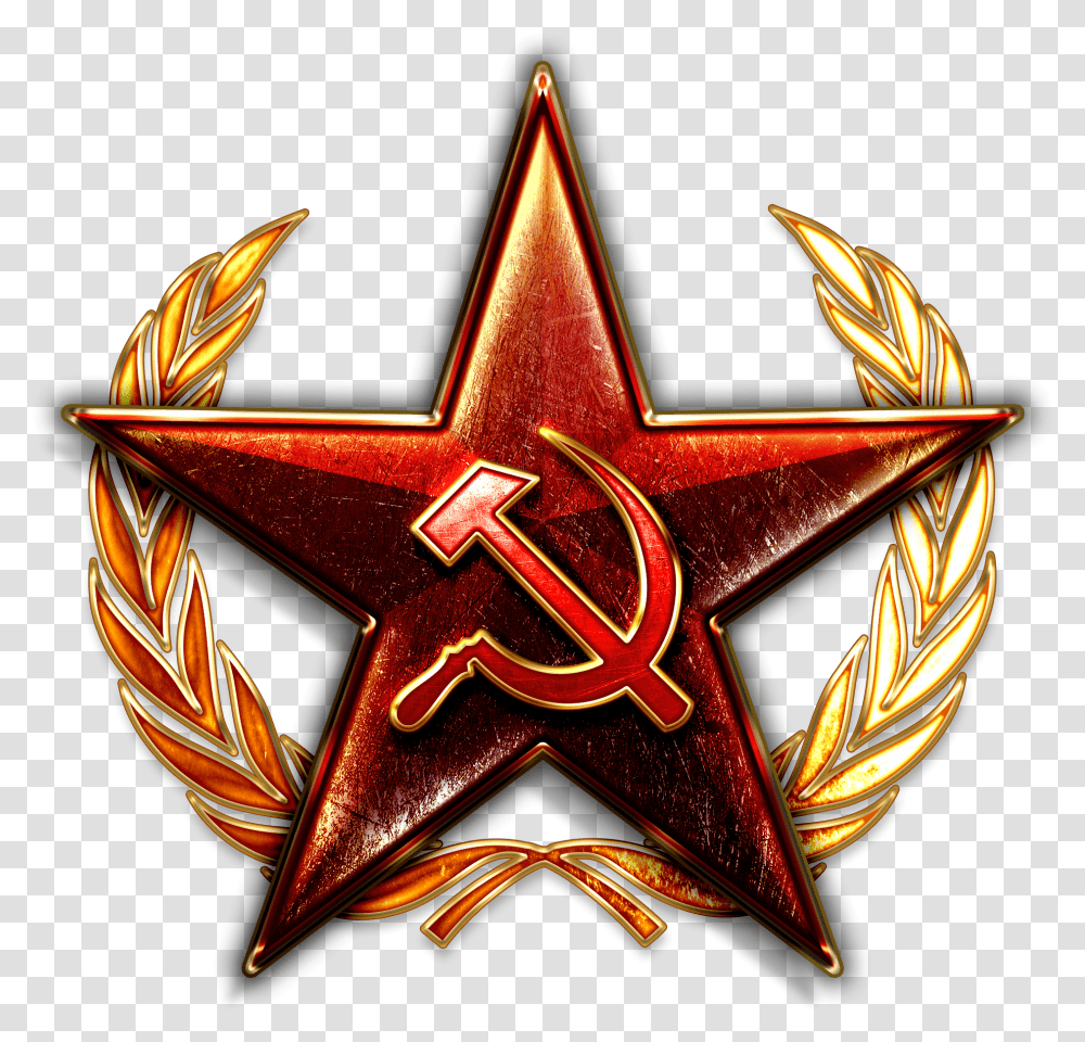 Russia And The Soviet Union Hammer And Sickle Red Star, Star Symbol, Gold, Emblem Transparent Png