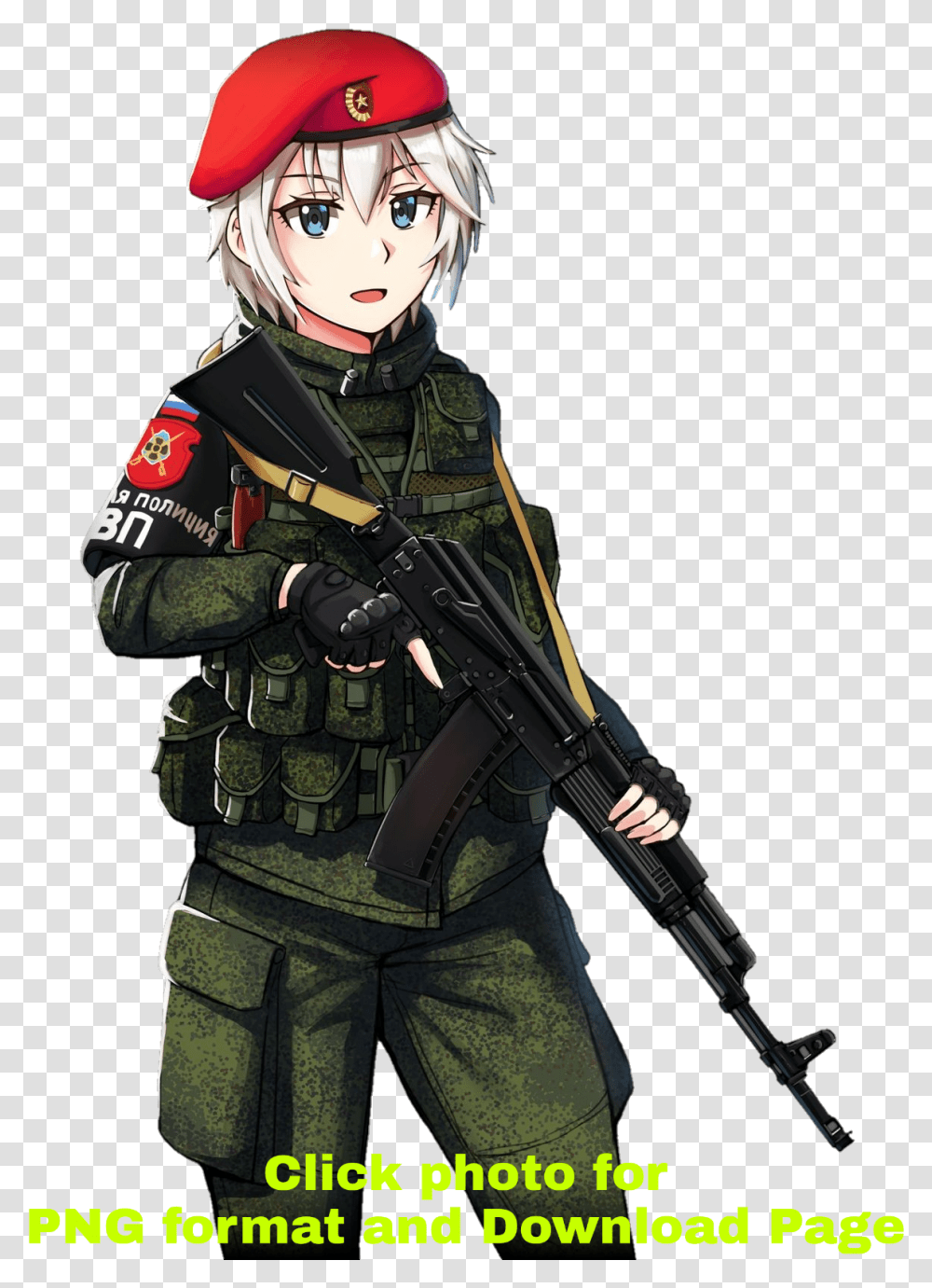Russian Army Anime Girl, Military Uniform, Gun, Weapon, Weaponry Transparent Png