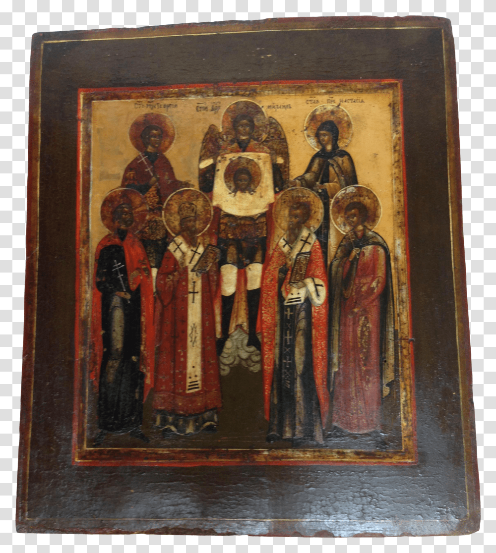 Russian Icon Antique Gold Painted Wood Picture Frame Transparent Png