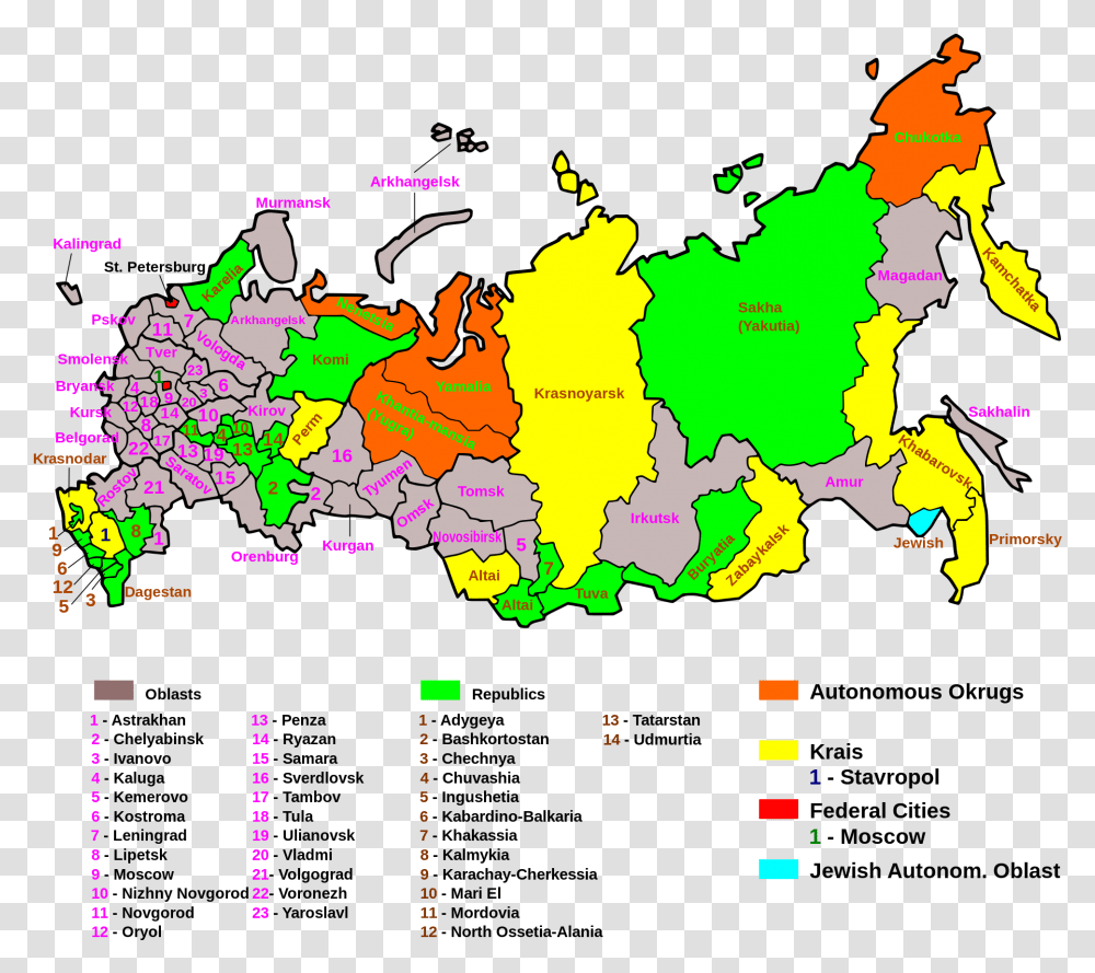 Russian Regions En Svg Russian Regions, Plot, Map, Diagram, Atlas Transparent Png