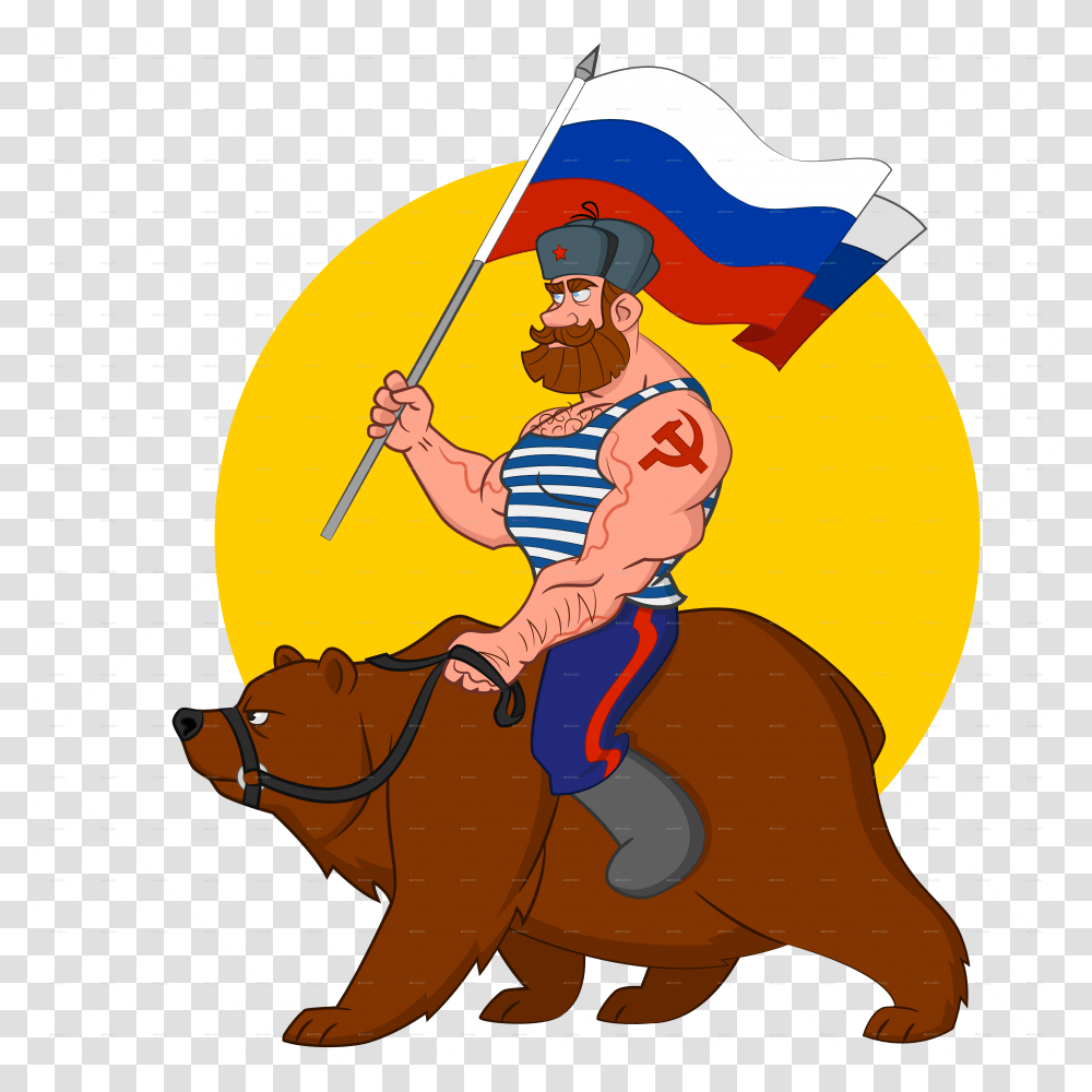 Russian Riding A Bear, Person, Human, Pirate, Poster Transparent Png