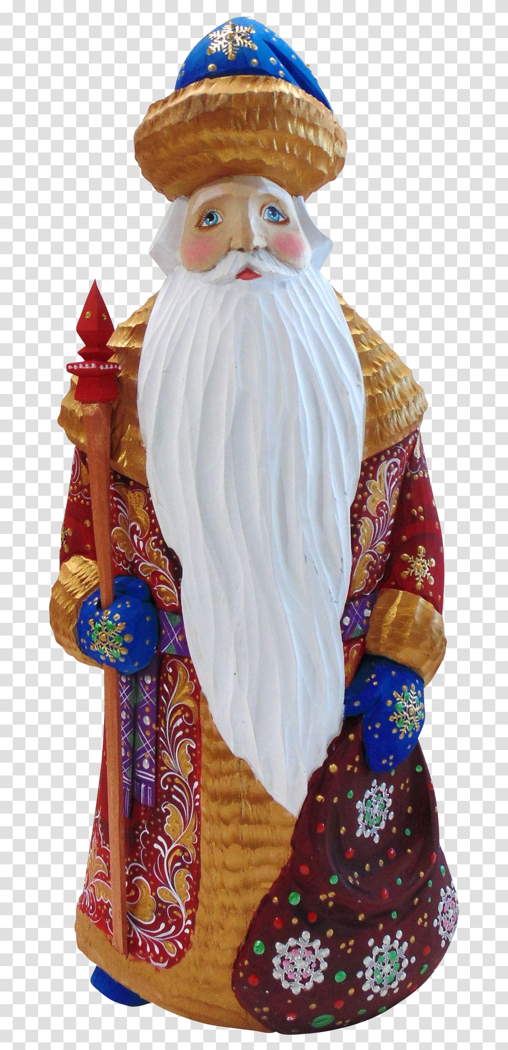Russian Santafather Christmas With Long Beard Father Santa Claus, Clothing, Apparel, Doll, Toy Transparent Png
