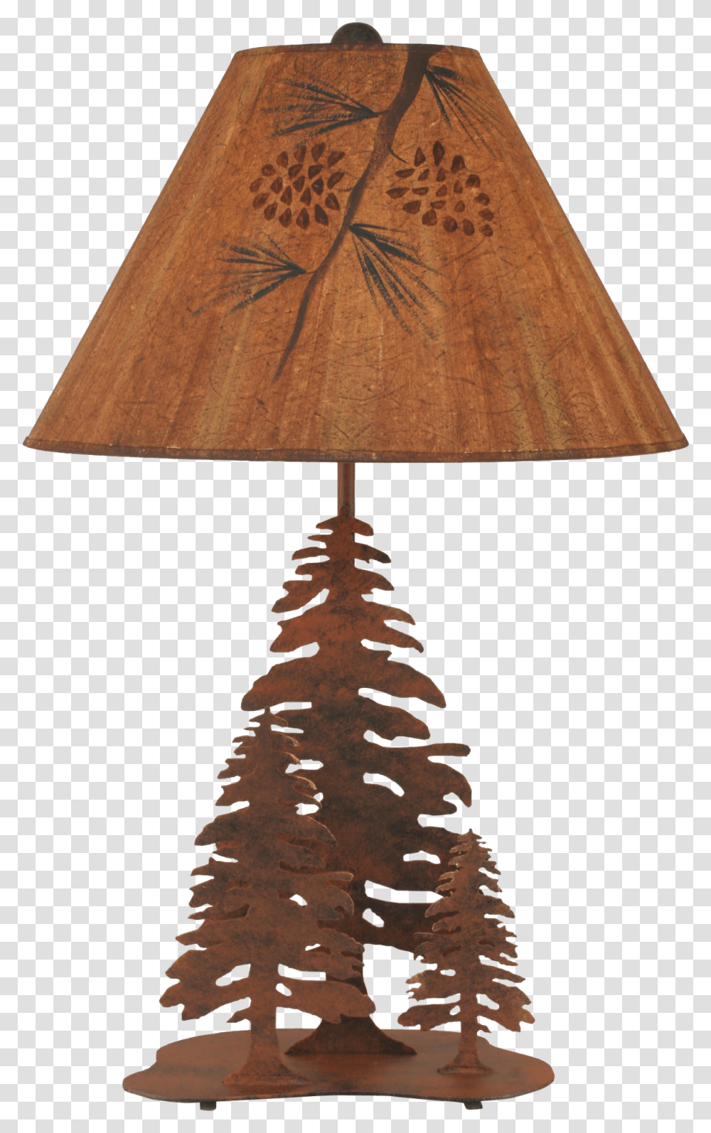 Rust 3 Tree Table Lamp W Pine Branch Shade Electric Light, Lampshade Transparent Png