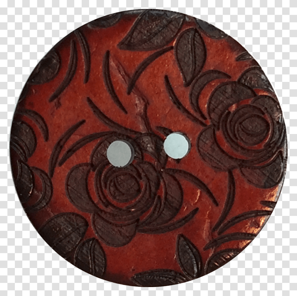 Rust Coconut Button Dark Red Etched Roses 1 Circle, Disk, Tattoo, Skin Transparent Png