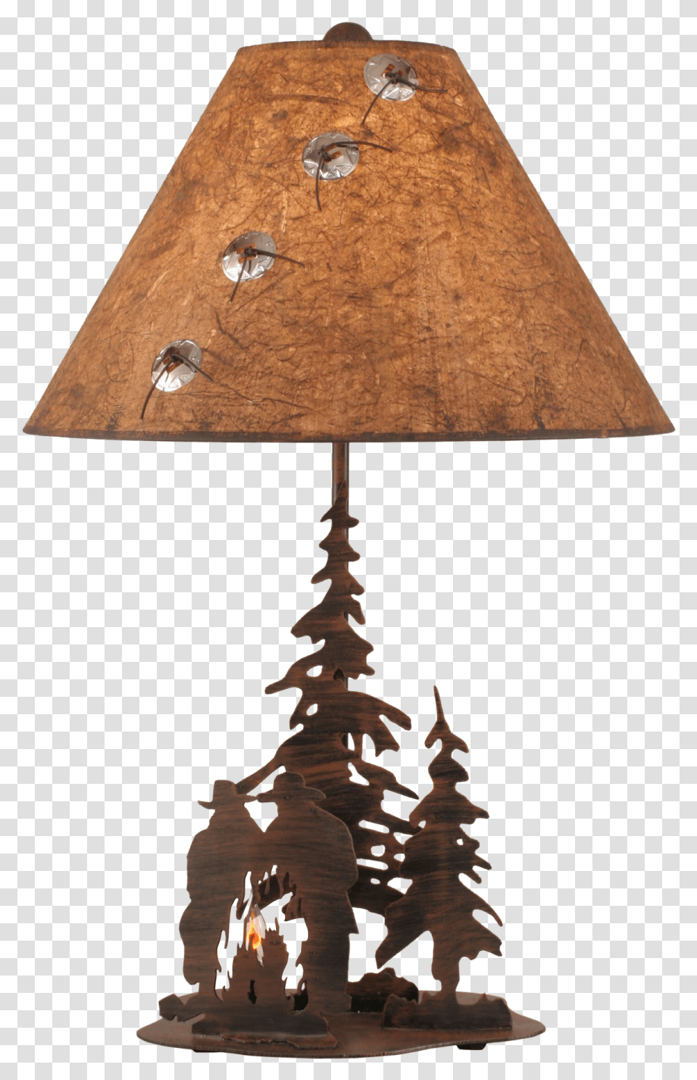 Rust Streak Cowboys Around Campfire Table Lamp W Night Nightlight, Lampshade Transparent Png
