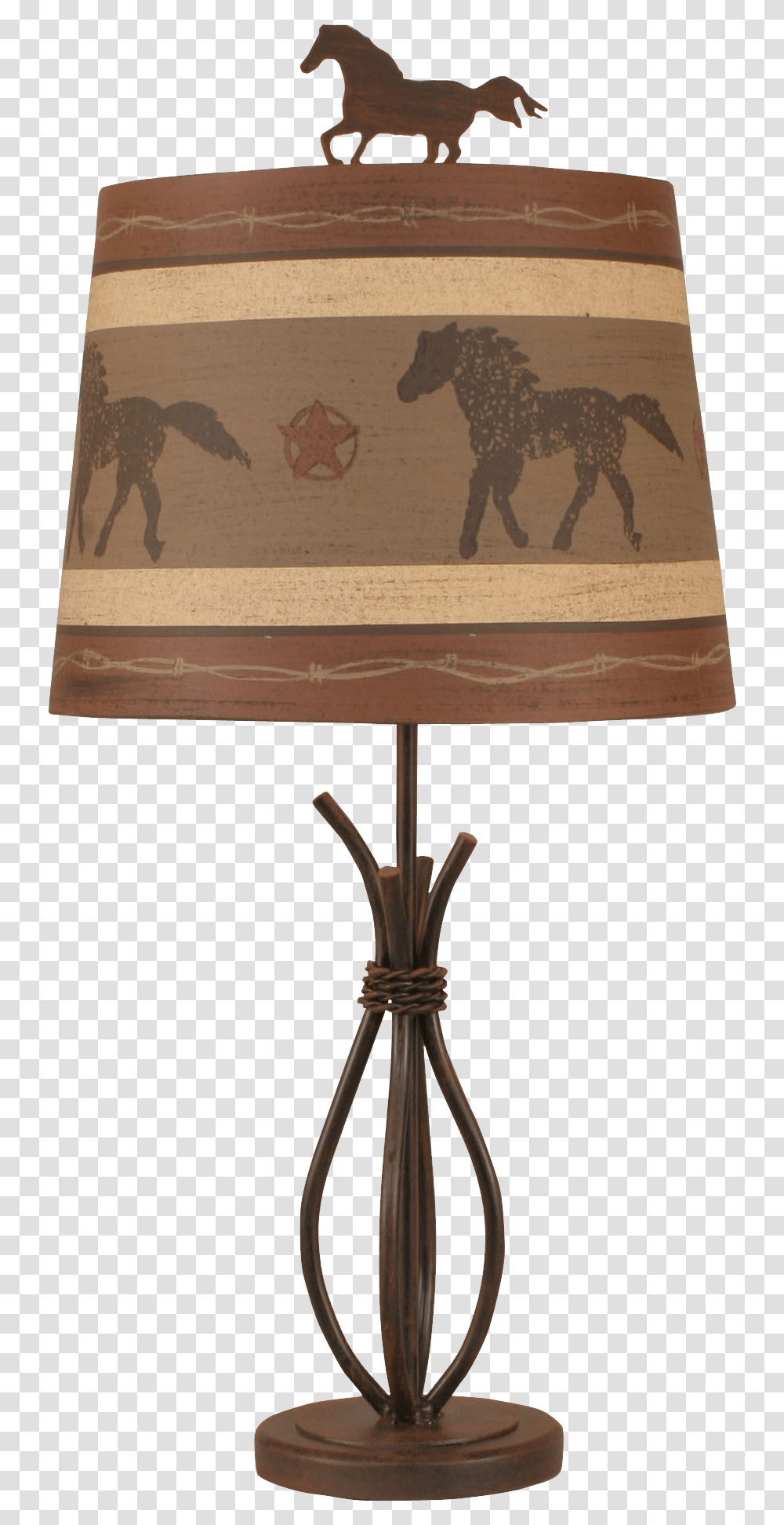 Rust Streaked Iron Stack Accent Lamp W Running Horse Lamp, Furniture, Mammal, Animal, Lampshade Transparent Png