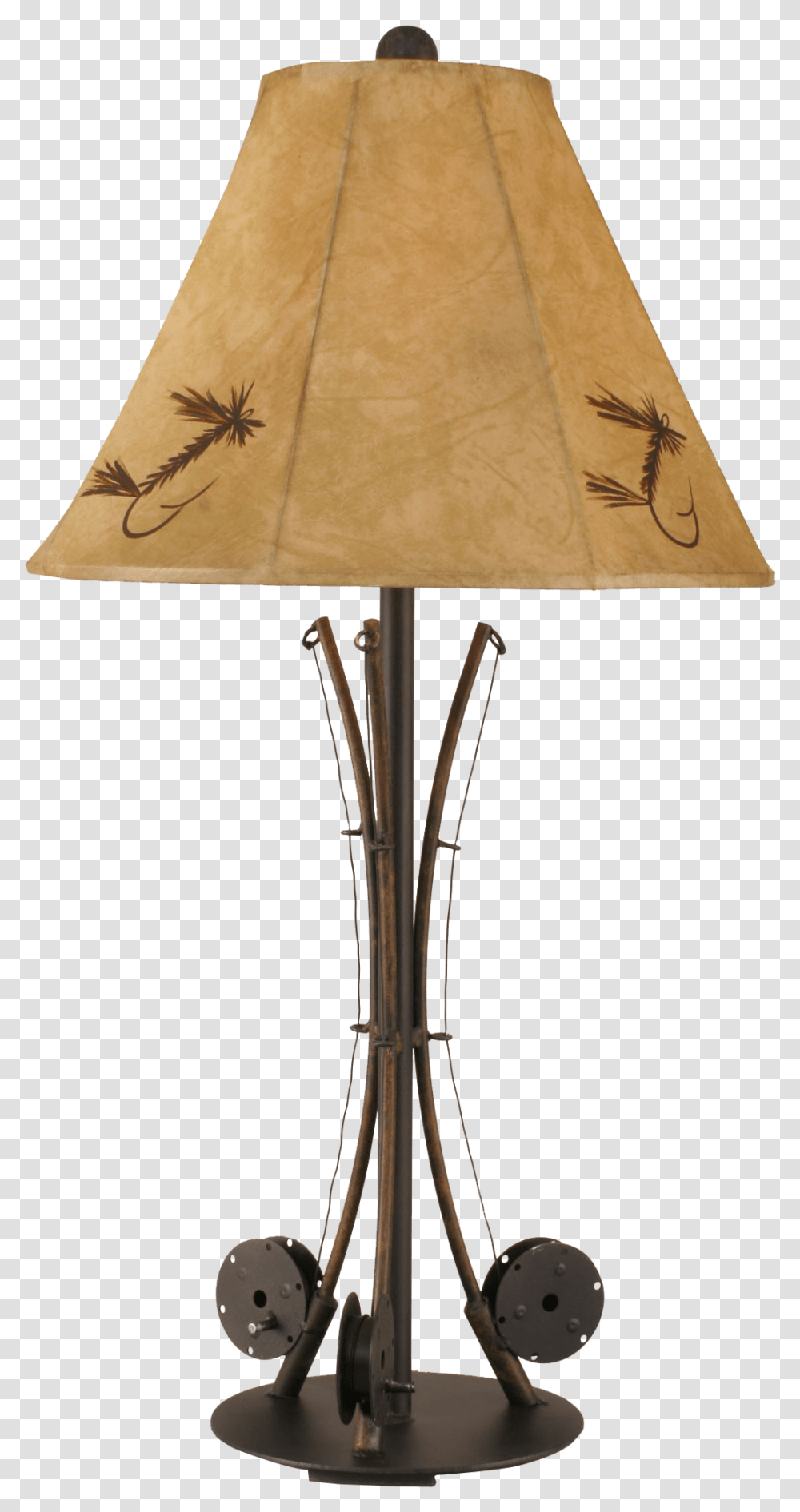 Rustic 3 Fishing Pole Table Lamp Lampshade, Shower Faucet Transparent Png