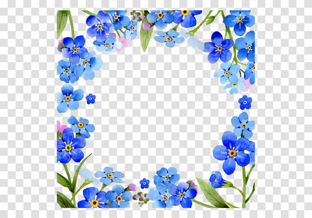 Rustic Flower Clipart Marco De Flores Azules, Plant, Blossom, Floral Design Transparent Png