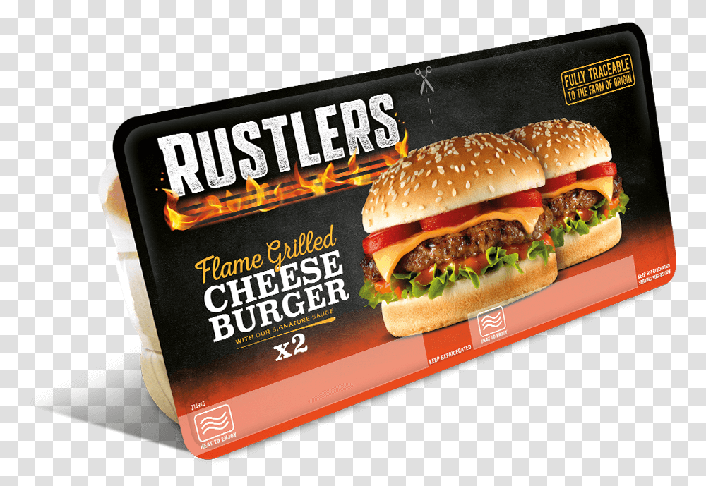 Rustlers Cheeseburger Twin Pack, Food, Advertisement, Poster, Flyer Transparent Png