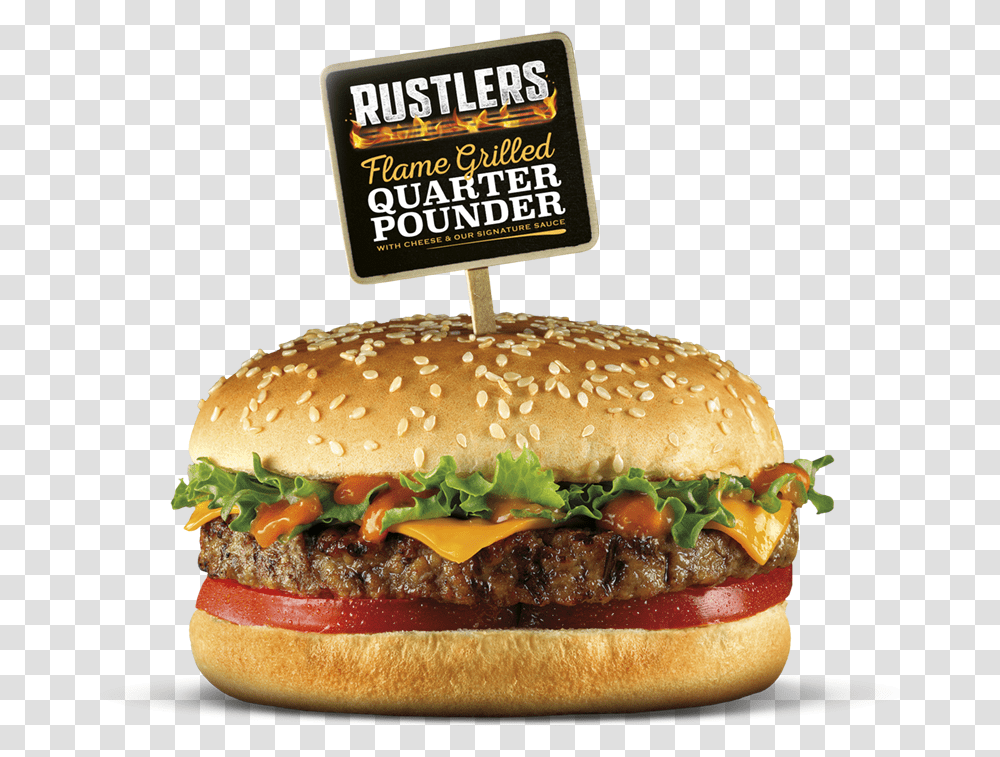 Rustlers Quarter Pounder, Burger, Food Transparent Png